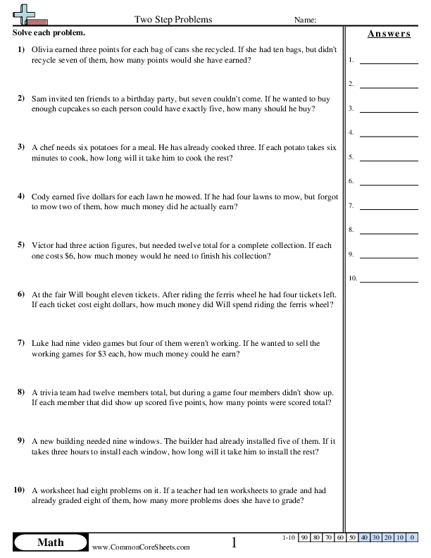 3.oa.8 Worksheets - Subtract & Multiply worksheet